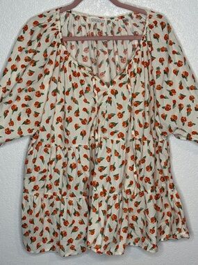 Sweet Salt White Floral Tiered Babdoll Top Oversized Size XXL